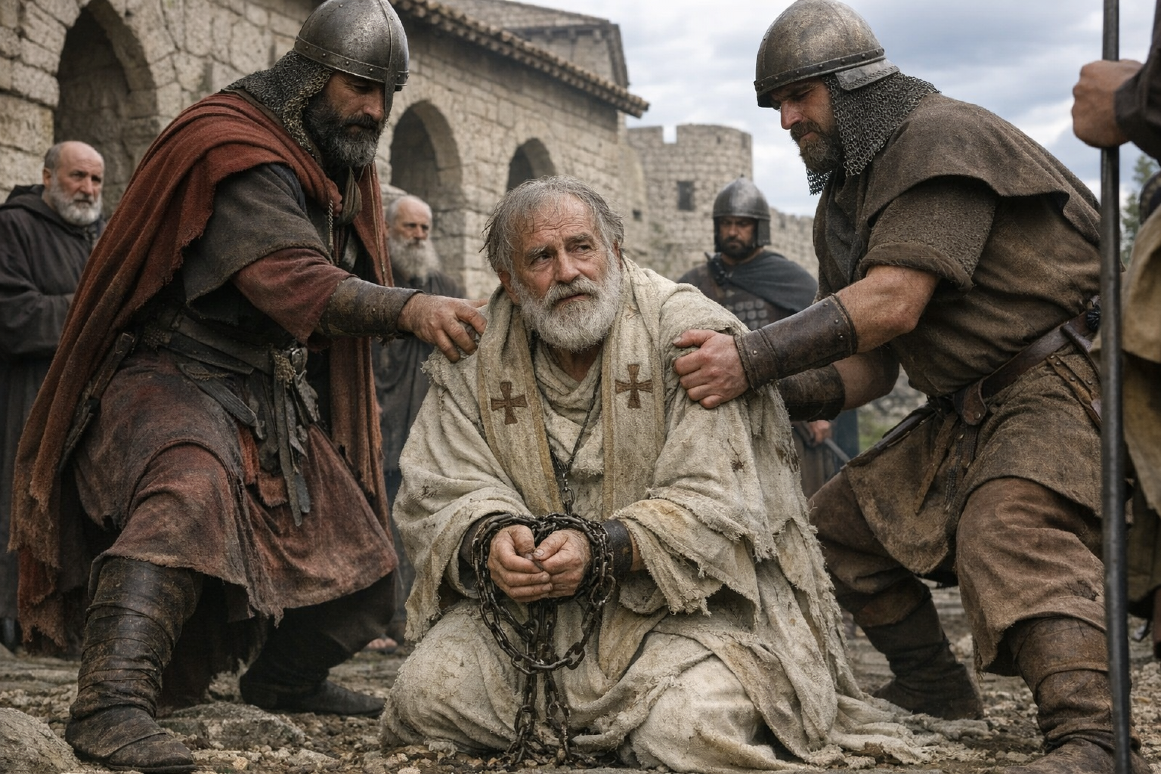 Фотореалистичное изображение, Страдание во святых отца нашего Мартина Исповедника, папы Римского, православный календарь, 2026-04-27, martyrdom