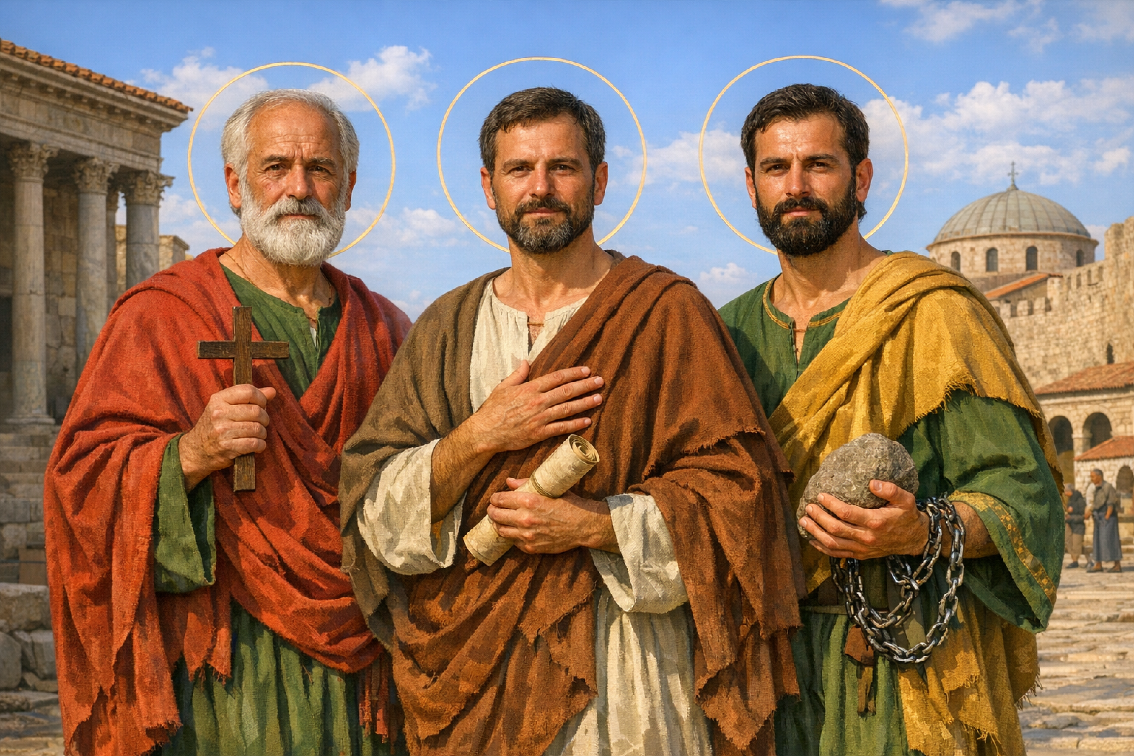 Фотореалистичное изображение, Память святых апостолов Аристарха, Пуда и Трофима, православный календарь, 2026-04-28, commemoration