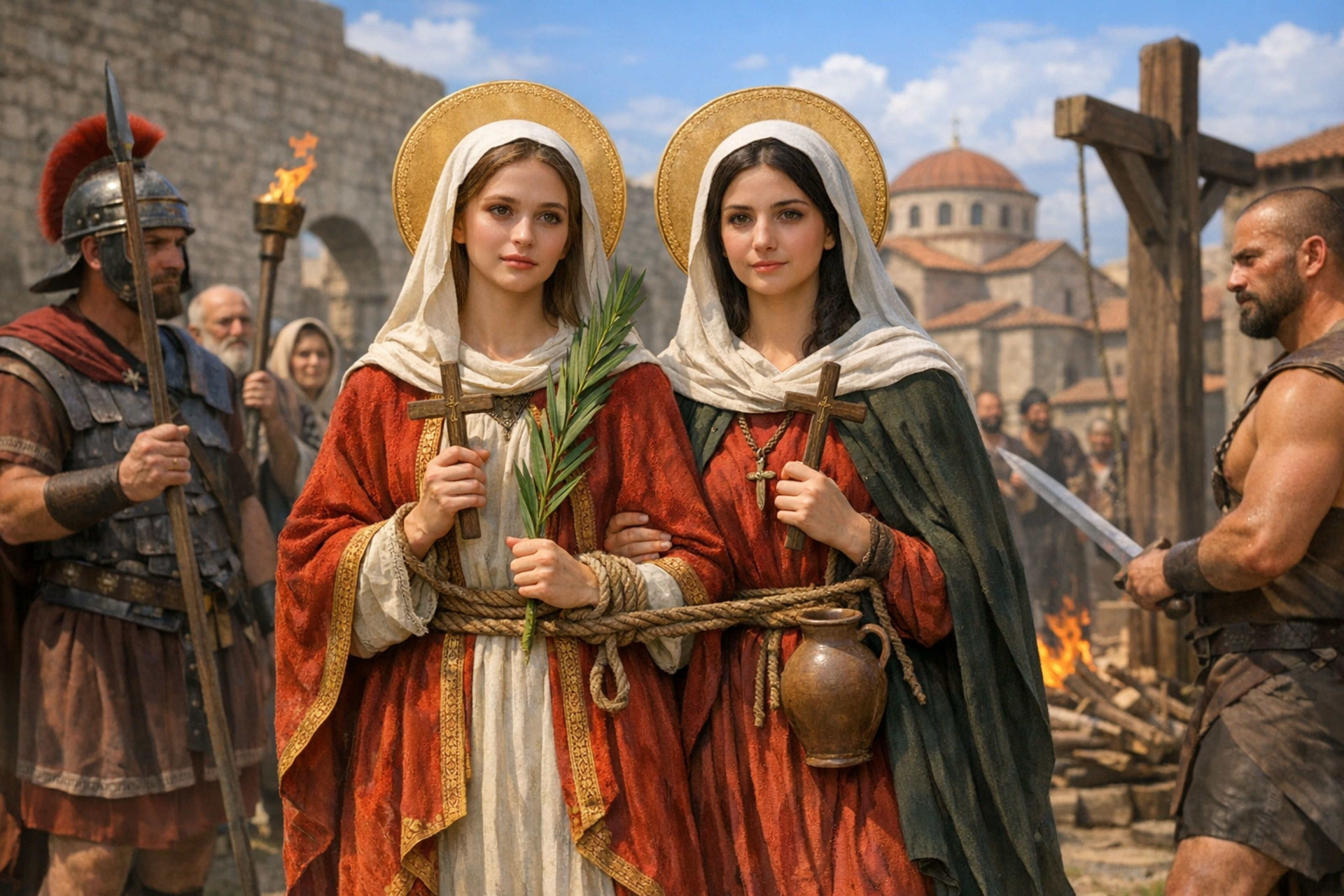 Фотореалистичное изображение, Память святых мучениц Василиссы и Анастасии, православный календарь, 2026-04-28, commemoration