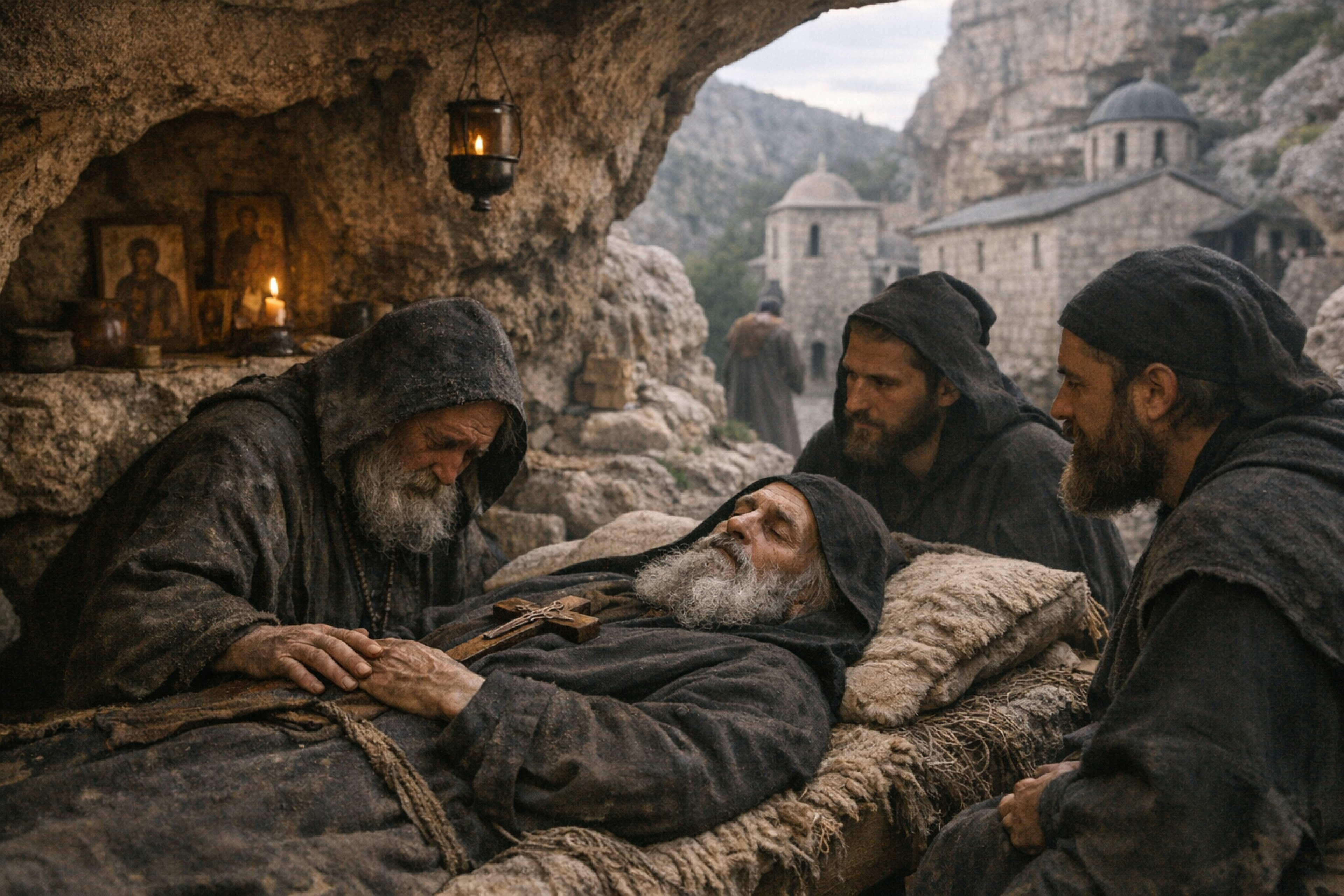 Фотореалистичное изображение, Память преподобного отца нашего Иоанна Ветхопещерника, православный календарь, 2026-05-02, commemoration