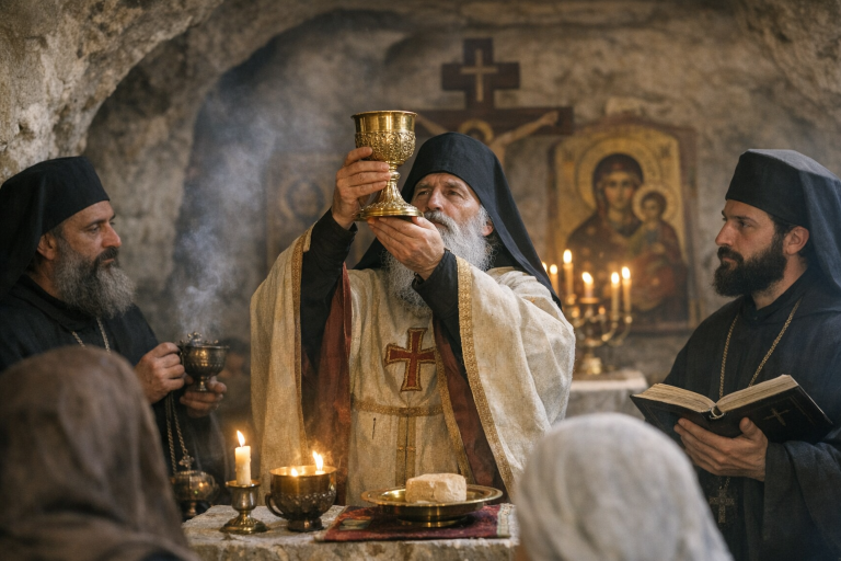Фотореалистичное изображение, Память преподобного отца нашего Иоанна Ветхопещерника, православный календарь, 2026-05-02, commemoration