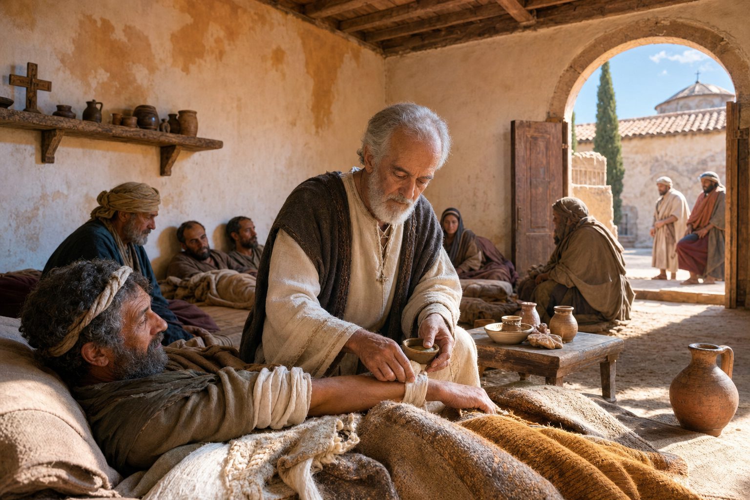 Фотореалистичное изображение, Житие преподобного отца нашего Сампсона странноприимца, православный календарь, 2026-07-10, saint_life