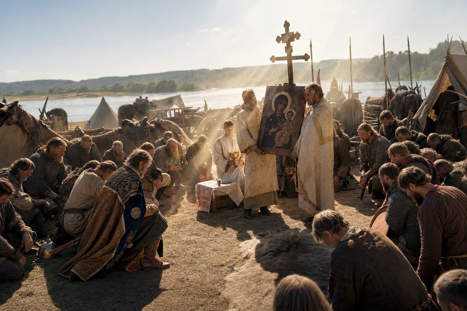 Imagen fotorrealista, Origen de la Cruz de Dios honesta y vivificadora, calendario ortodoxo, 2026-08-14, other