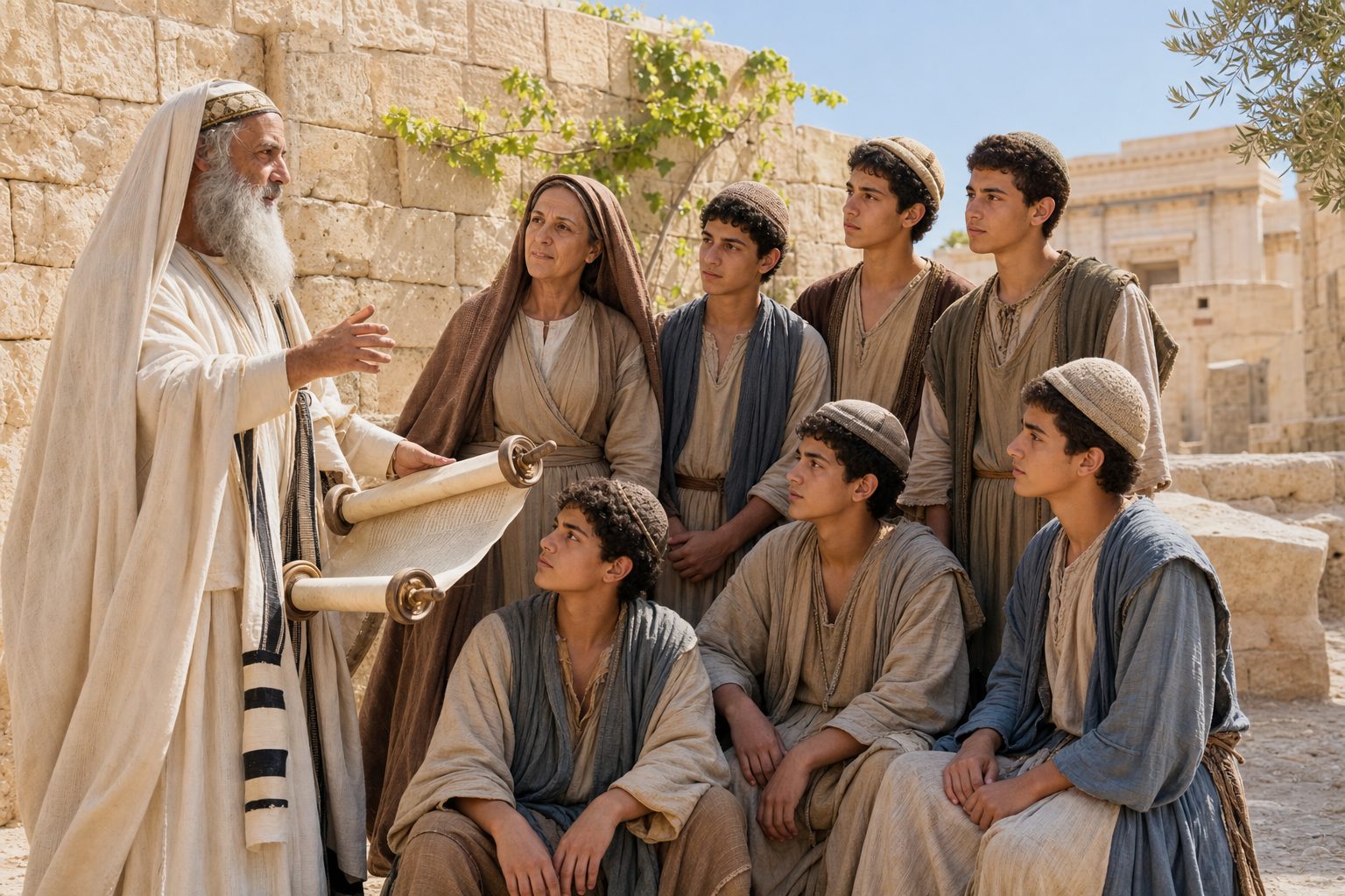 Imagem fotorrealista, O sofrimento dos santos mártires do Antigo Testamento, o sacerdote Eleazar, os sete irmãos Macabeus, sua mãe Salomônia e outros com eles., calendário ortodoxo, 2026-08-14, martyrdom
