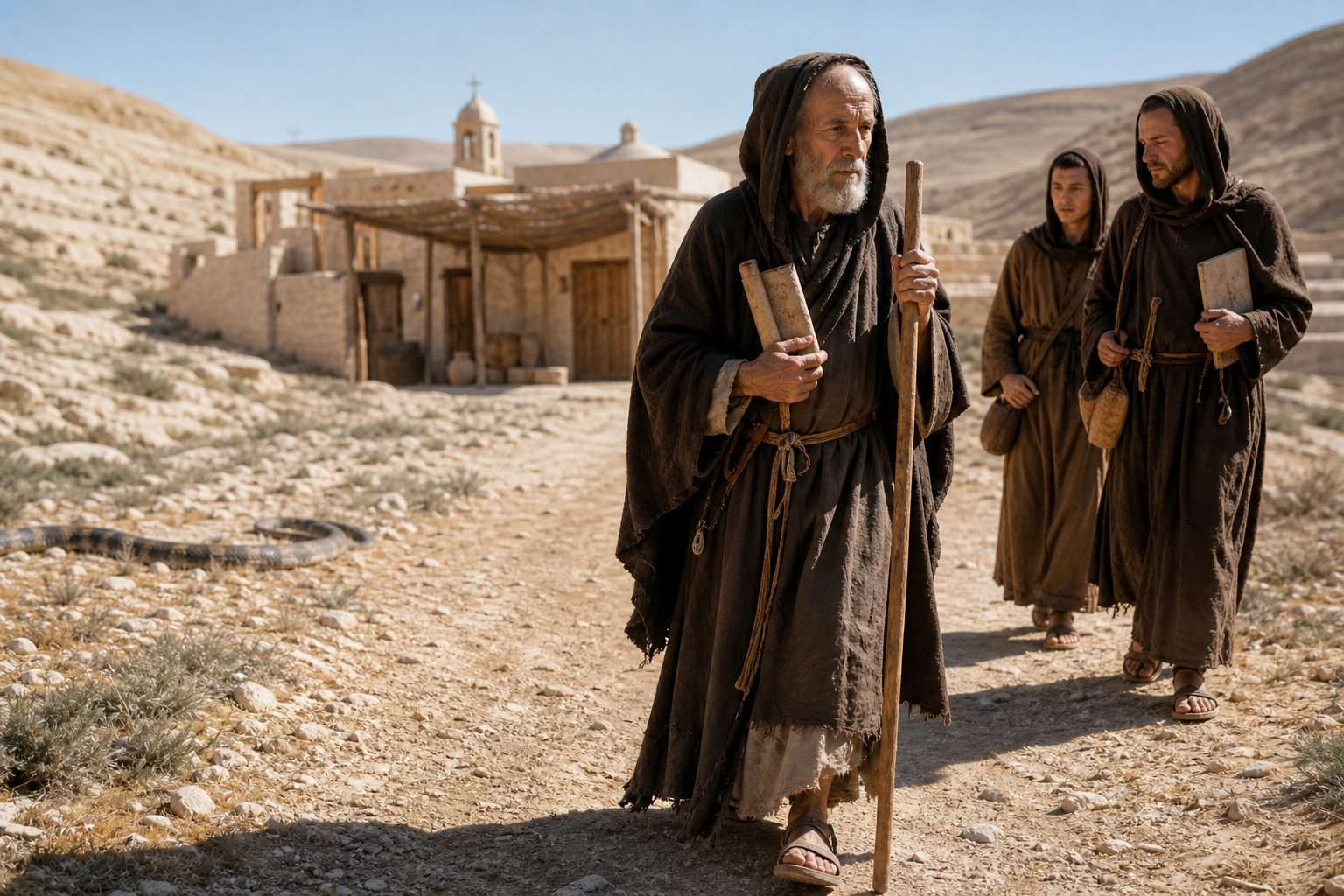 Une image photoréaliste, La vie du révérend Cosmas, le boucher du désert, calendrier orthodoxe, 2026-08-16, saint_life