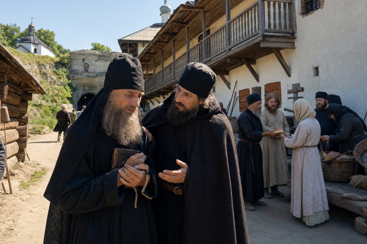 Image photoréaliste, La vie des saints père de notre Feodor et Vassily, les moines de Kiev-Péchersky, calendrier orthodoxe, 2026-08-24, saint_life